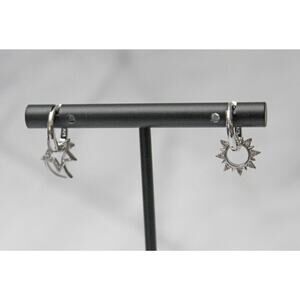 Small Sun and Moon On Huggy Sterling Silver Earring E63
